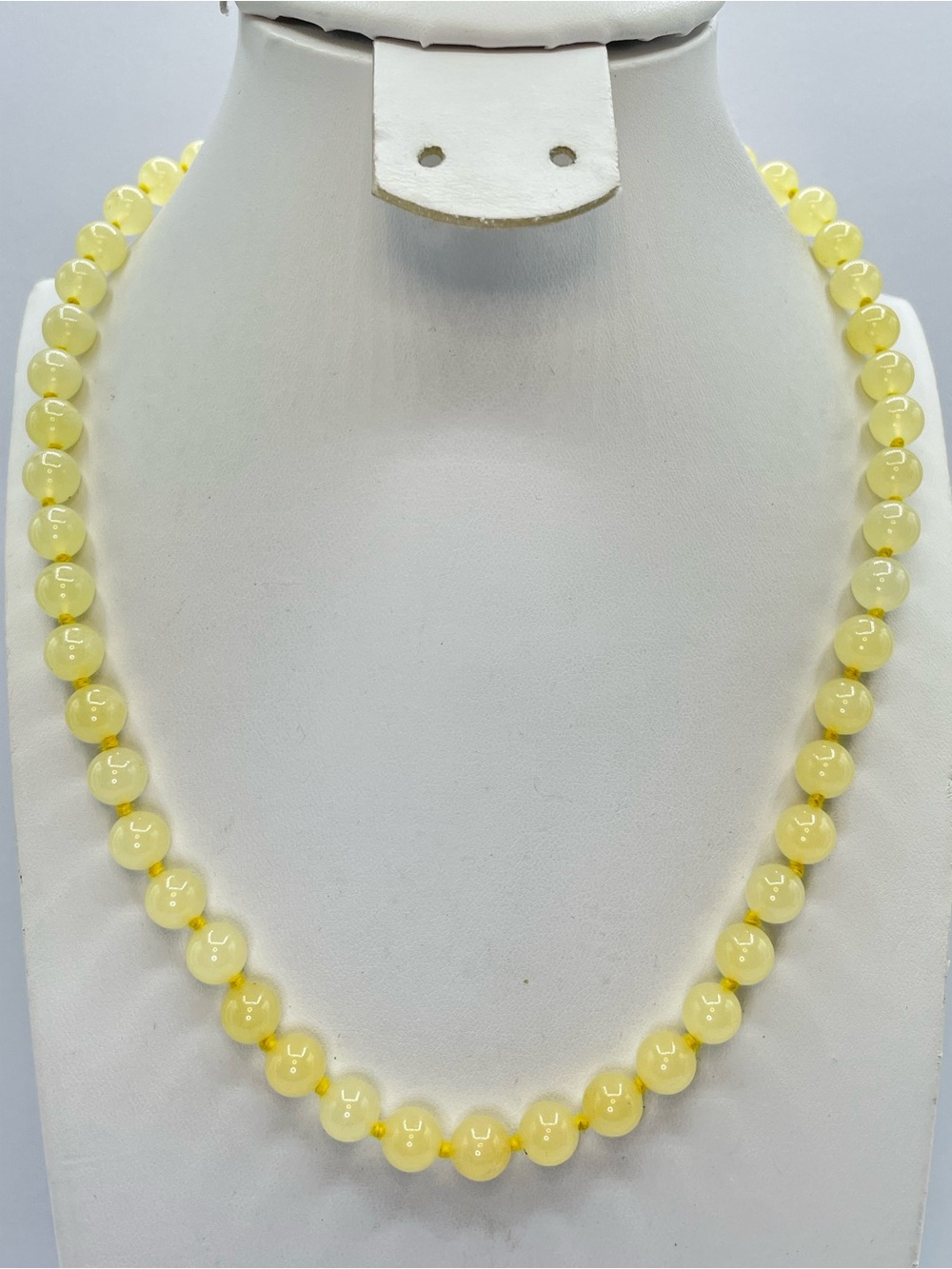 Yellow Quartz Crystal Beaded Necklace Knotted Minimalist Vintage
